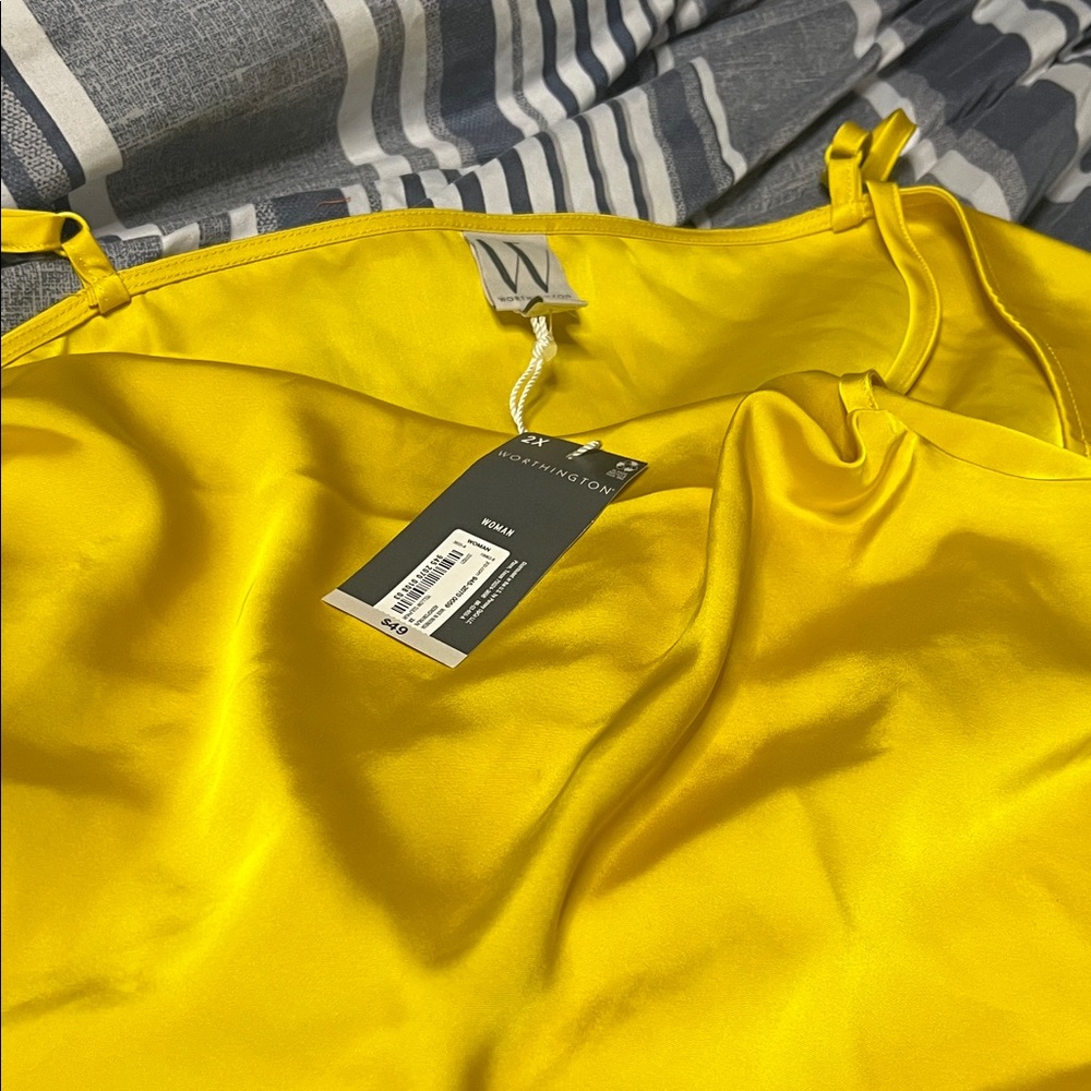Worthington Yellow Satin Camisole with Adjustable Straps